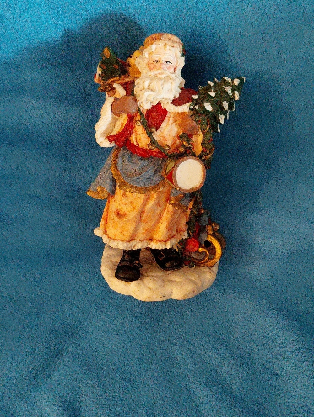 Holiday Santa Figurine in Red, Cream and Green - Decorative Christmas Accent